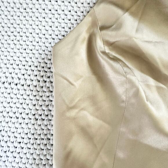 David Meister Vintage Gold Beige Shine Silk Jeweled Buttons Halter Blouse Y2K 8 - Picture 7 of 9